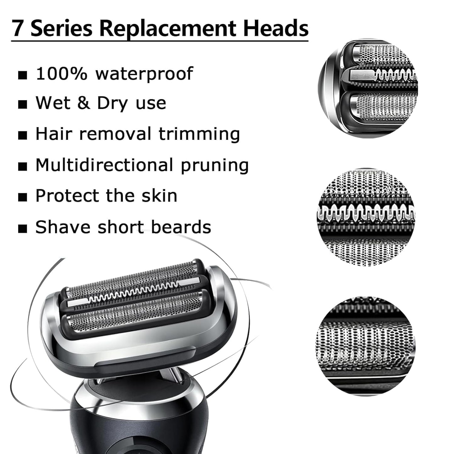 Braun 73S Replacement Head - Compatible Razor Blades for Series 7 Electric Shavers | S7 7020s, 7025s, 7085cc, 7075cc
