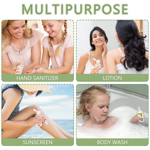 Abodhu 30Pcs Empty Hand Sanitizer Travel Bottles with Keychain 2.03oz/60ml Portable Clear Leakproof Portable Refillable Plastic Squeeze Containers