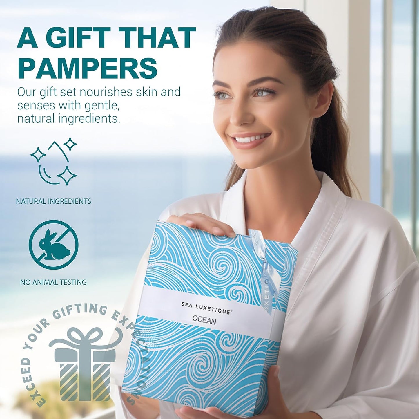 Spa Luxetique Ocean Spa Gift Set for Women - Includes Body Lotion, Shower Gel & Bubble Bath | Perfect Mother's Day Gift
