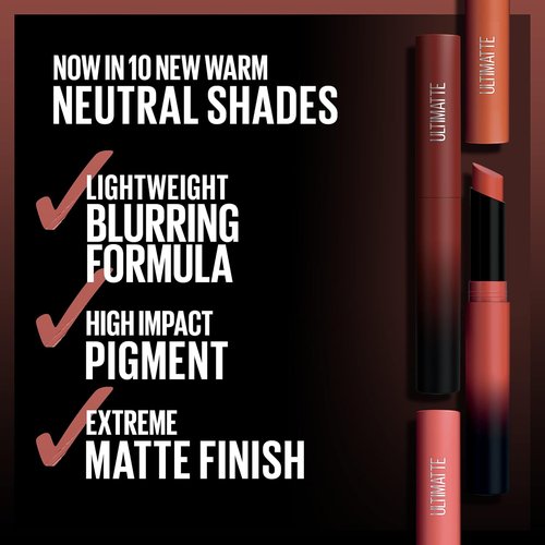 Maybelline Color Sensational Ultimatte Matte Lipstick - Intense Coffee Bean Brown, Non-Drying Formula, 1 Count