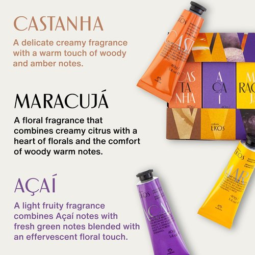 Natura Hand Cream Set | 3-Pack Vegan Hydrating Balm with Passion Fruit, Brazil Nut & Açaí - Travel Size