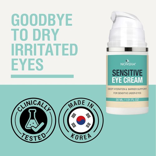 NOVEHA Hydrating Eye Cream - Vegan Ceramide Moisturizer for Sensitive Skin | Anti-Aging & Fragrance-Free, 30 ml