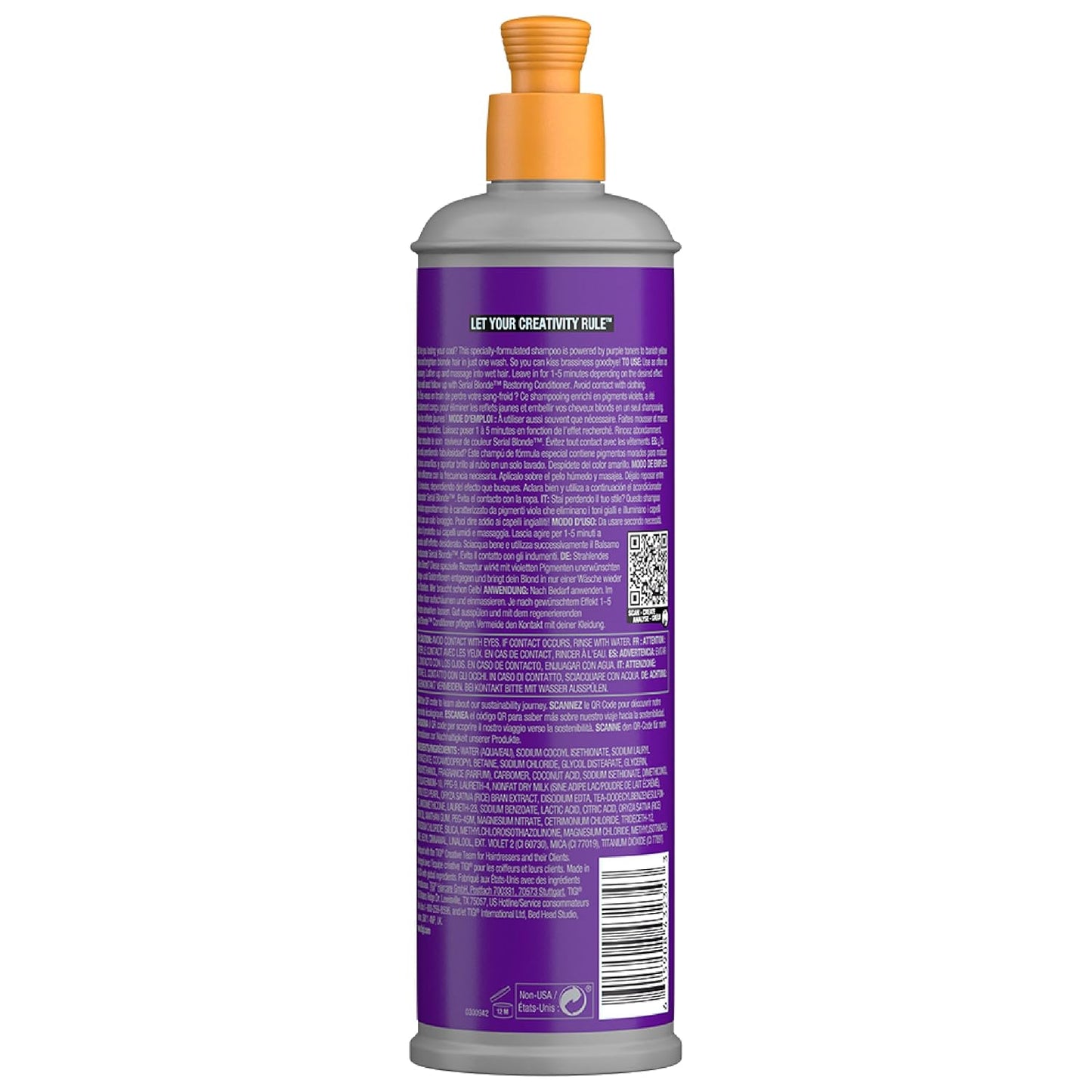 Bed Head by TIGI Purple Toning Shampoo - Neutralizes Brass Tones for Cool Blondes, 13.53 fl oz