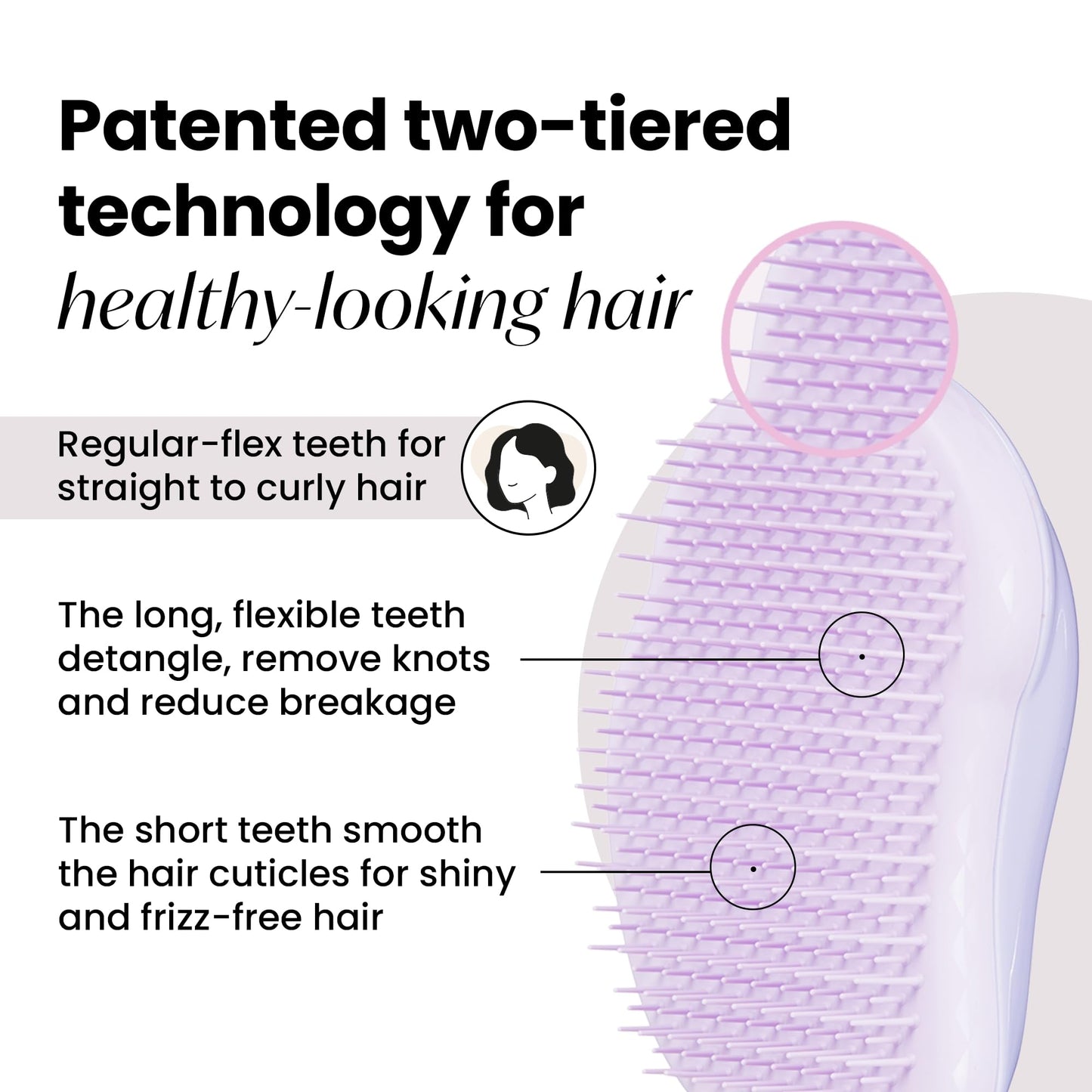 Tangle Teezer Original Detangler Brush, Dry & Wet Hair Brush for All Hair Types, Lilac