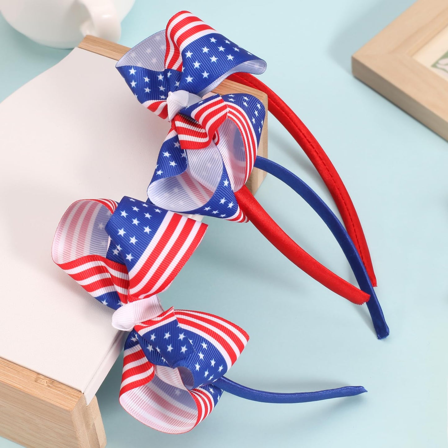 Ardorchid 4th of July Headbands Independence Day America Flag Headband USA Patriotic Bow Hair Accessories Red White and Blue Cute Hair Hoop for Women Girls Kids