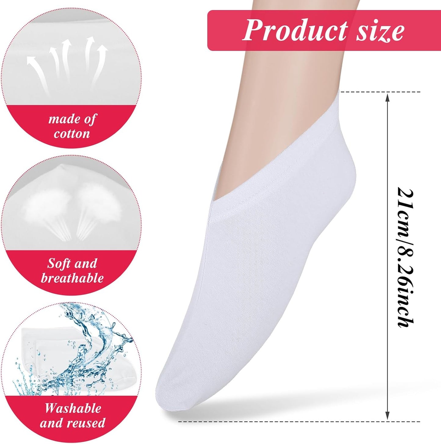 Skiennix Reusable Cotton Spa Socks - Hydrating Foot Mask Sleeves for Dry, Cracked Feet | 10-Pack