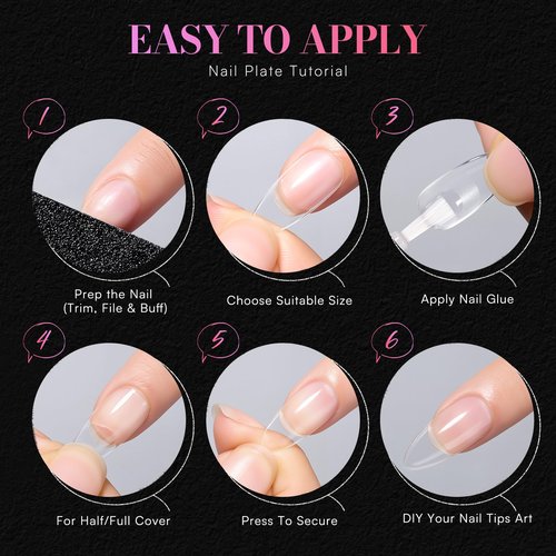 Makartt Medium Almond Nail Tips: 504 PCS Pre-Etched Clear False Nails Tips Almond Shapes, 15 Sizes Full Cover Half Matte Soft Acrylic Press On Nail Extensions Supplies Salon and DIY at Home