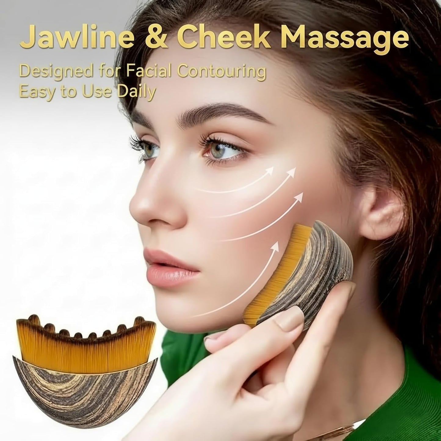 Skiennix Ergonomic Lymphatic Contour Brush - Depuffing Facial Massage Tool with Soft Bristles for Daily Care