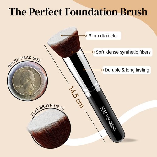 KESHIMA Flat Top Kabuki Foundation Brush - Premium Makeup Tool for Liquid, Cream & Powder - 1.2" Diameter