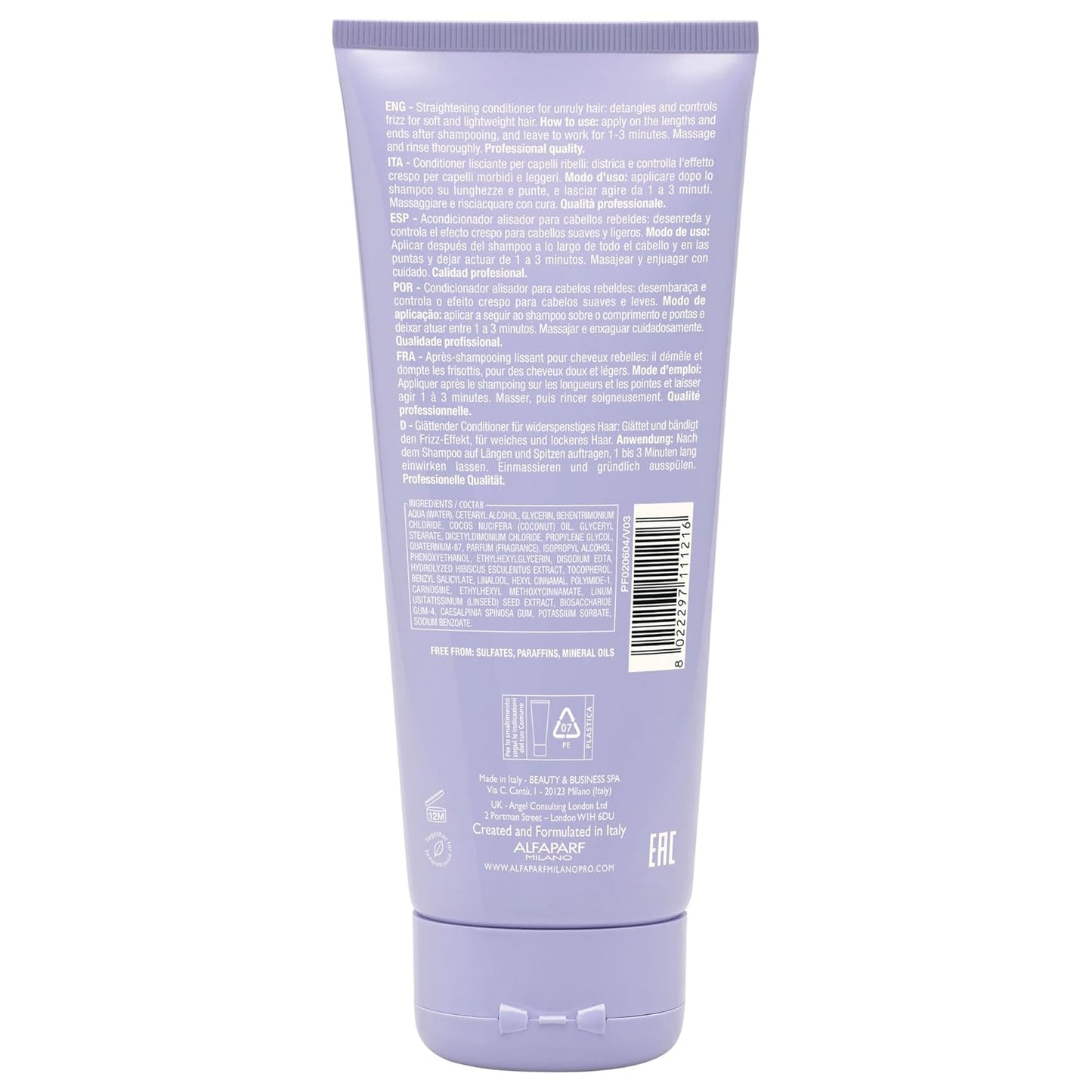 **Alfaparf Milano Semi Di Lino Smooth Conditioner - Anti-Frizz Treatment with Flax Seed for Humidity Control | 8.45 Fl Oz**