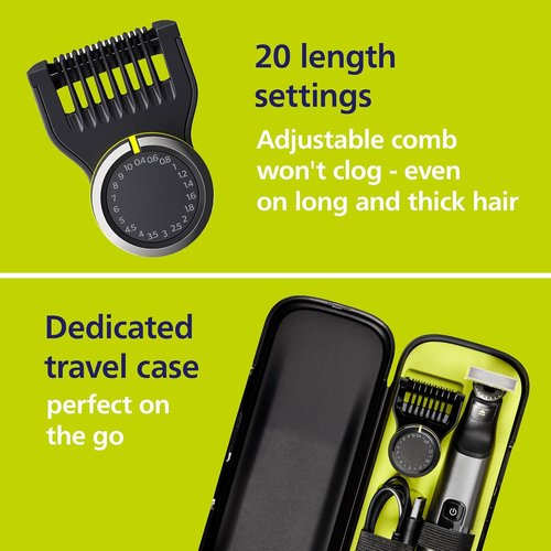 Philips Norelco OneBlade 360 Pro - Hybrid Electric Beard Trimmer & Body Groomer | 360 Blade Technology, Model QP6552/90