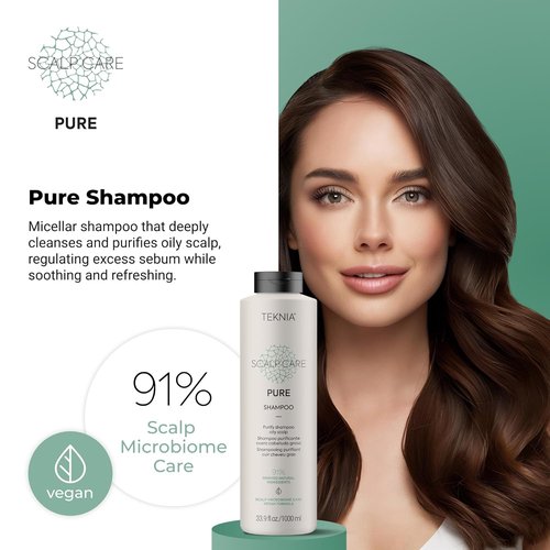 Lakmé Teknia Pure Purifying Shampoo - Oily Scalp Care | 33.8 Fl Oz for Healthy Hair