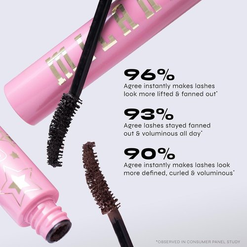 Milani Fanning Mascara - Volumizing & Lengthening Lash Makeup for Lifted, Curled Lashes - 24-Hour Smudge-Proof, Vegan, Black