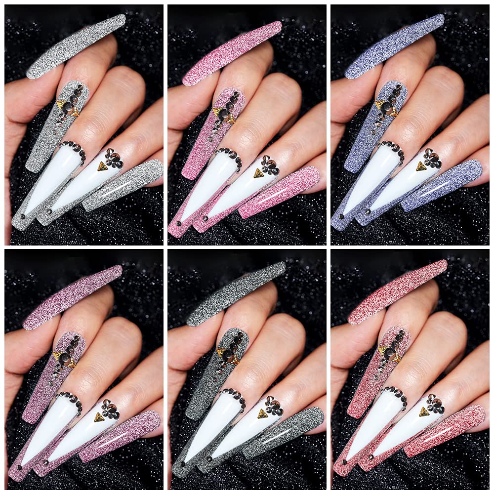 MIZHSE 6 Glitter Gel Nail Polishï¼?6 Holographic Gel Nail Polish, Sparkle Shiny Glitter Gel Polish Glossy Nail Lacquer Rainbow Iridescent Nail Pigment Soak Off Nail Art Gift for Ladies