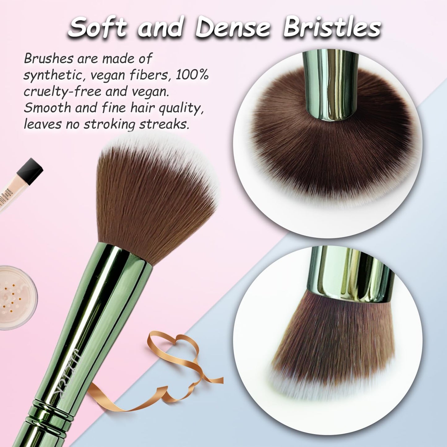 Jilier Travel Makeup Brushes with Case, 4 in 1 Makeup Brush Set, Powder Brush, Foundation Brush/Blush Brush, Eyeshadow Brush, Concealer Brush, Double Ended Makeup Brush Ideal for Liquid, Cream, Powder