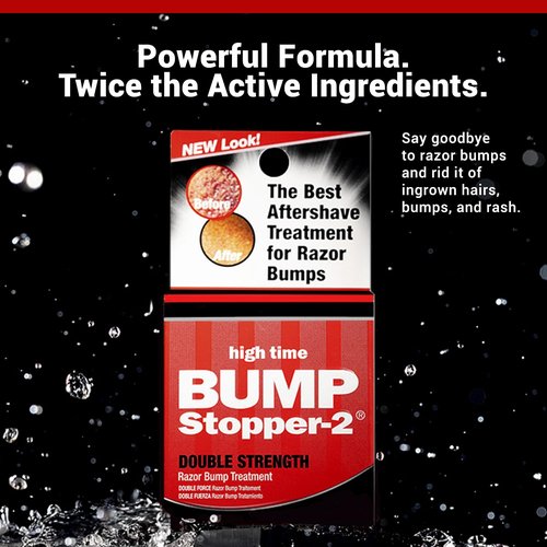 High Time Bump Stopper 2 Double Strength Ingrown Hair Cream - Aftershave Lotion for Men & Women | 0.5 OZ (2 Pack)