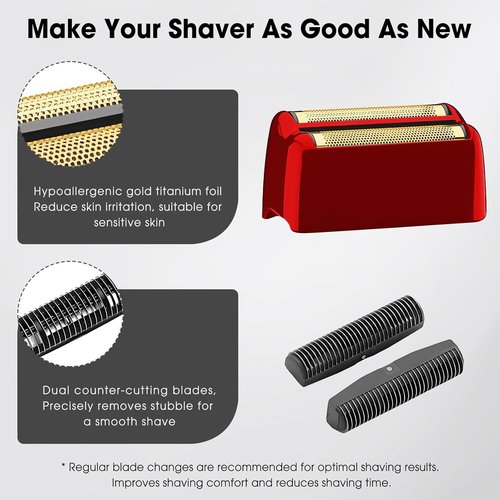 BaByliss Pro FX3 Shaver Replacement Head - Hypoallergenic Gold Foil | Compatible with FX3 Shaver, Red