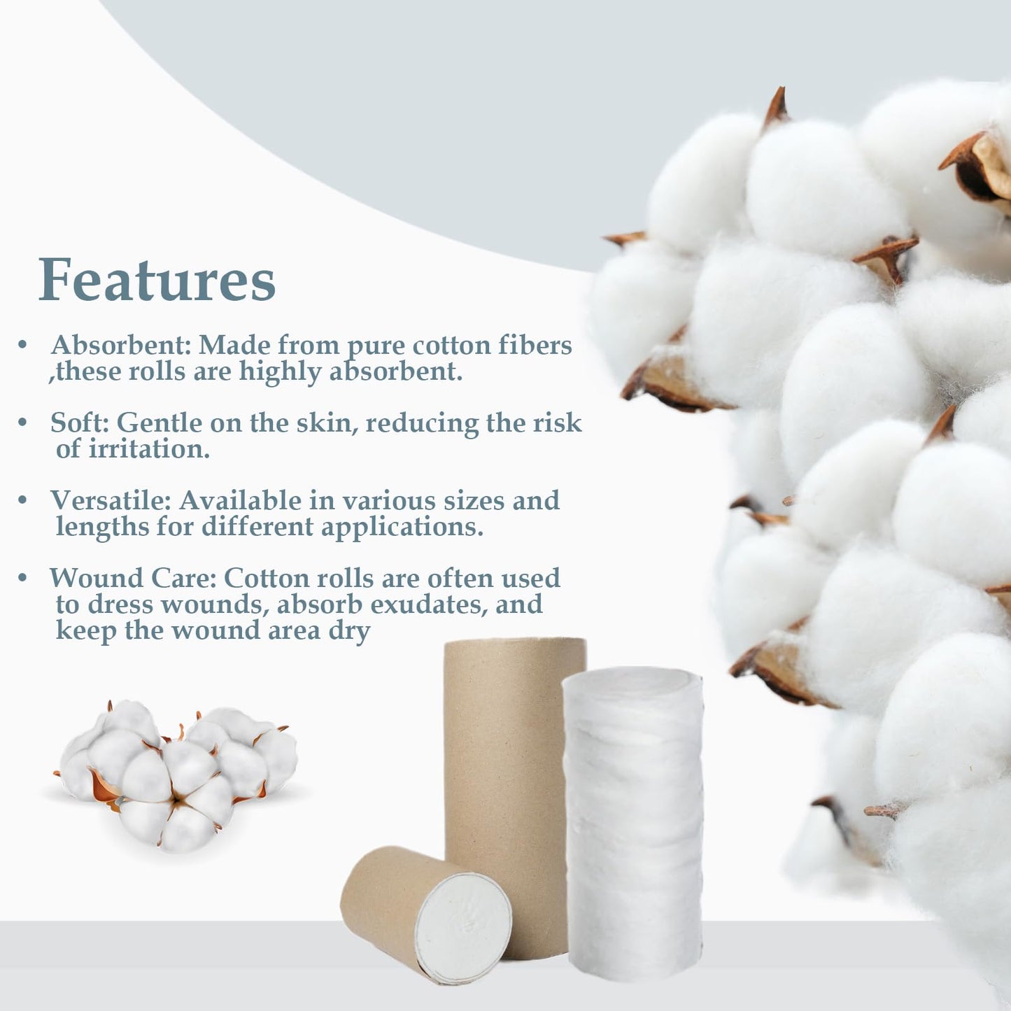 The Hobby Bounty Absorbent Pure Cotton Roll 44.1 Lbs Rolled Cotton Ball Multipurpose Soft Cotton Use for Surgical First Aid Saloon Makeup Remover Beauty and Baby Care Roll 100 Gram (Pack of 200)
