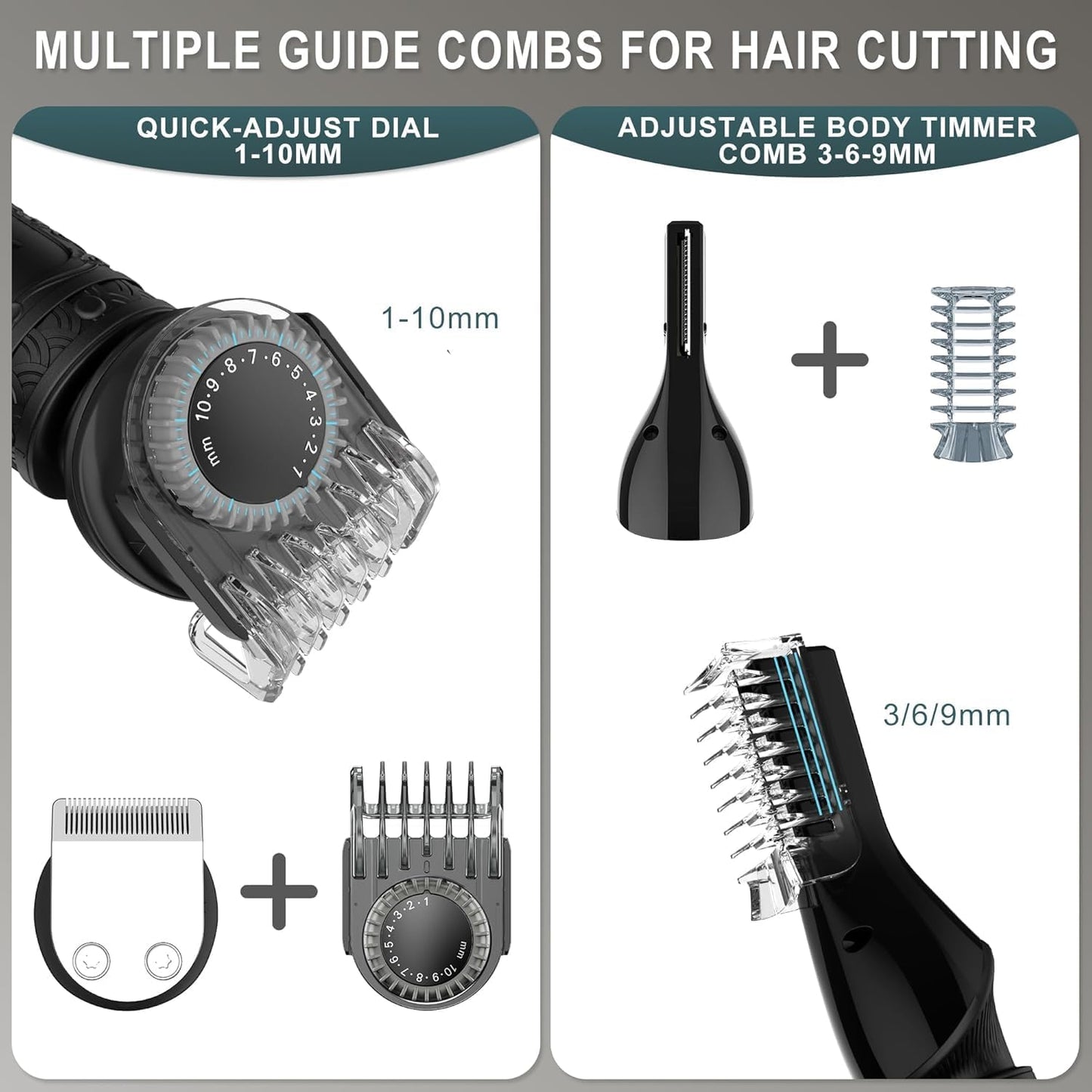 Scttomon Beard Trimmer for Men - Professional 7-in-1 Grooming Kit | Cordless T-Blade Electric Shaver in Black