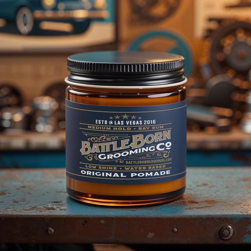 Battle Born Grooming Co Original Pomade - Bay Rum Scent, Medium Hold, 4 oz | All Hair Types, Natural Ingredients