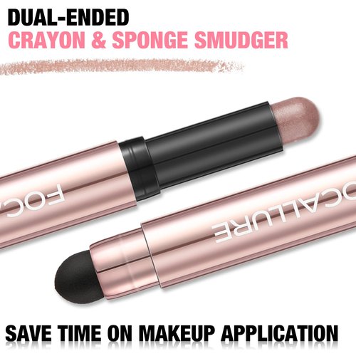 FOCALLURE No Crease Eyeshadow Stick, Creamy Eye Shadow Stick, Matte & Shimmer Eyeshadow Pencil, Smudge-proof, Built-in Smudger