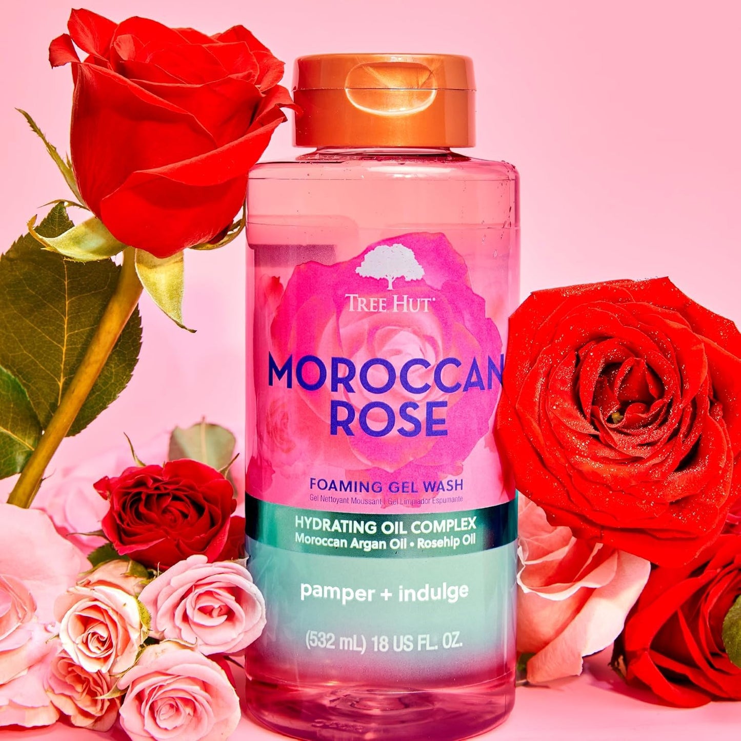 Tree Hut Moroccan Rose Foaming Gel Wash - Nourishing & Moisturizing, 18 oz. Hydrating Cleanser