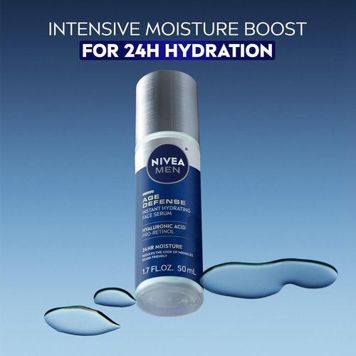 NIVEA MEN Age Defense Face Serum - Instant Hydration with Pro-Retinol & Hyaluronic Acid | 1.7 Fl Oz