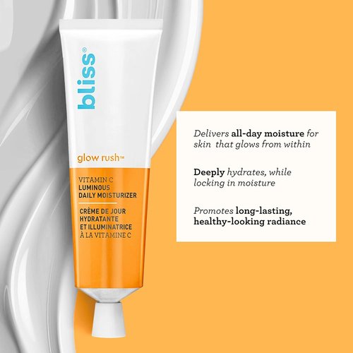Bliss Glow Rush Vitamin C Luminous Daily Moisturizer - Brightening & Hydrating Formula with Vitamin E, Squalane & Shea Butter