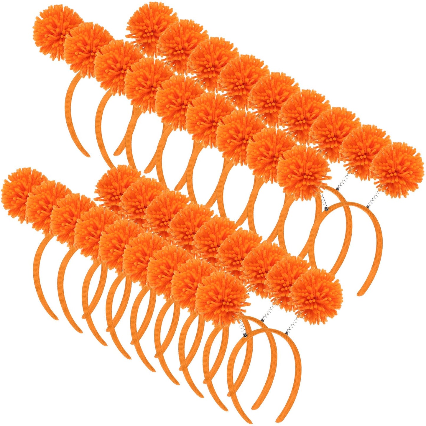 Censen 18 Pcs Pom Pom Headband Head Bopper Wrapped Funny Headband Birthday Halloween Party Headwear for Women Adult Accessory(Orange)