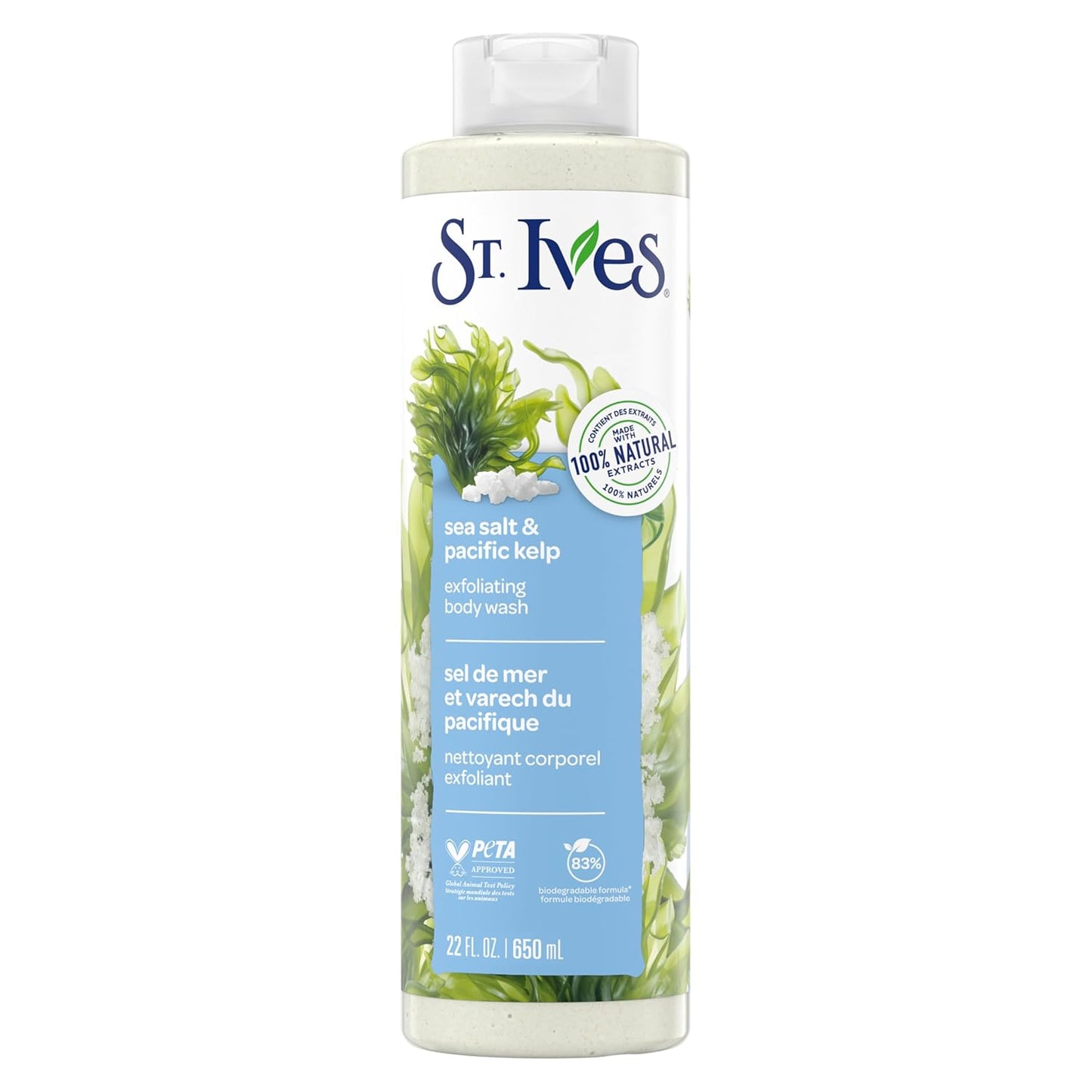 St. Ives Exfoliating Body Wash - Sea Salt & Pacific Kelp - 22 Fl Oz for Smooth Skin
