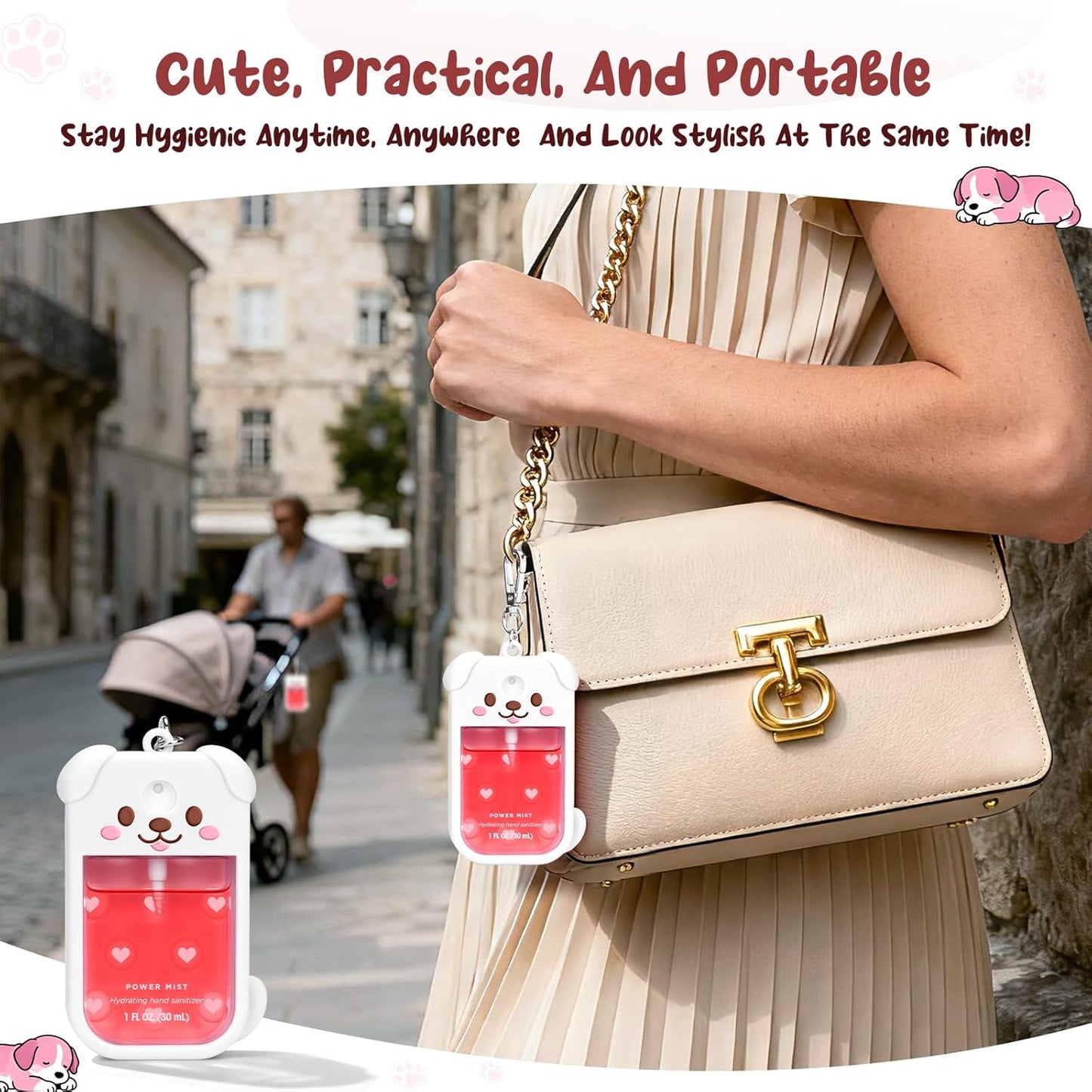 Touchland Dog Silicone Case - Cute Keychain Travel Cover for Hand Sanitizer Spray 1 FL Oz/30ML