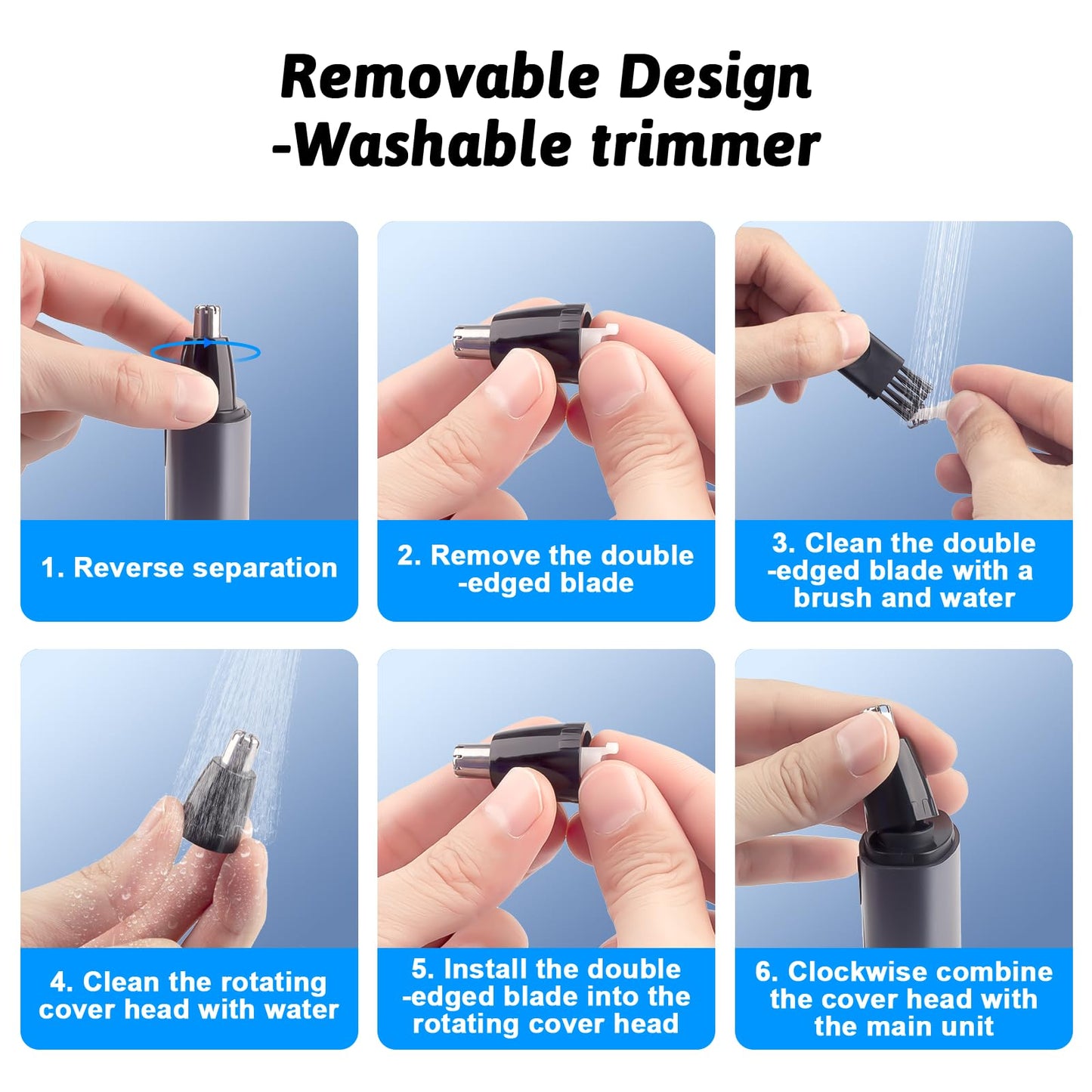 Ssoiew Nose Hair Trimmer for Men, Ear and Nose Trimmer for Men with Fast Charging Built-in Battery, Portable Nose Hair Trimmer for Women，LCD，Dual Edge Blade，High Speed 12000 RPM Motor