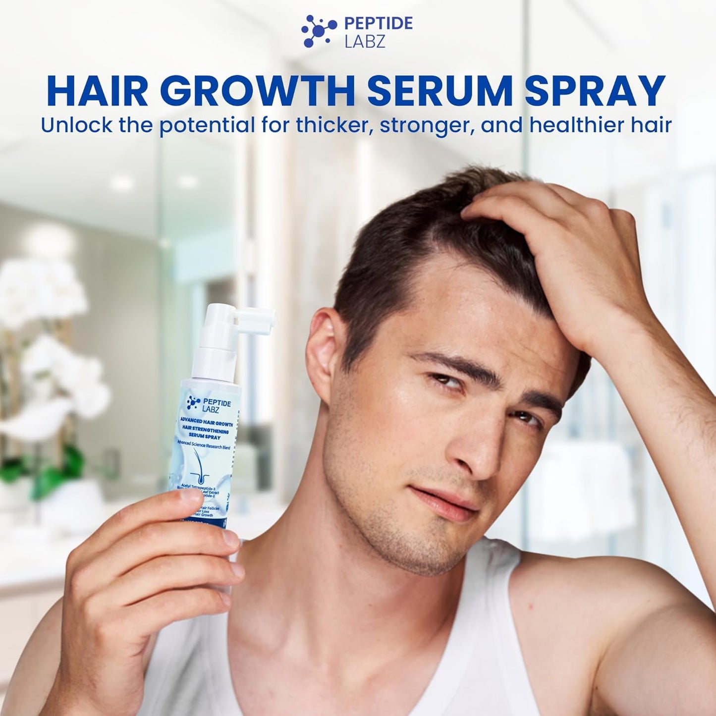Skiennix Peptide Hair Growth Serum Spray - Boosts Hair Growth with Biotin & Caffeine | 4 oz