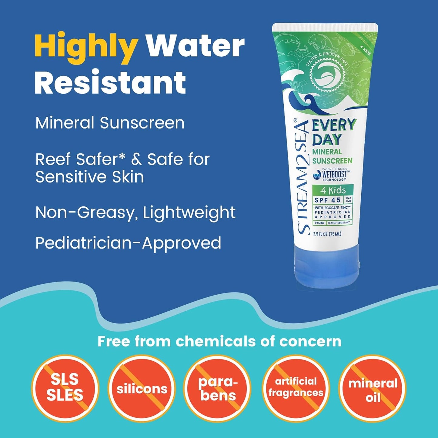SPF 45 Kids Mineral Sunscreen by [Brand Name] - Biodegradable, Paraben-Free & Reef Safe | 2.5 Fl Oz Non-Greasy Protection Against UVA & UVB