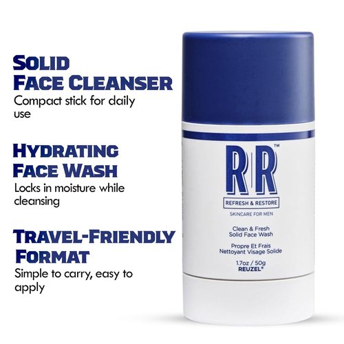 Reuzel Face Wash Stick - Hydrating & Cleansing Vegan Formula | 1.7 oz with Light Masculine Scent