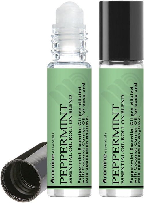Peppermint Essential Oil Roll-On | Premium Therapeutic Grade Aromatherapy | Pre-Diluted 10ml (Pack of 2)