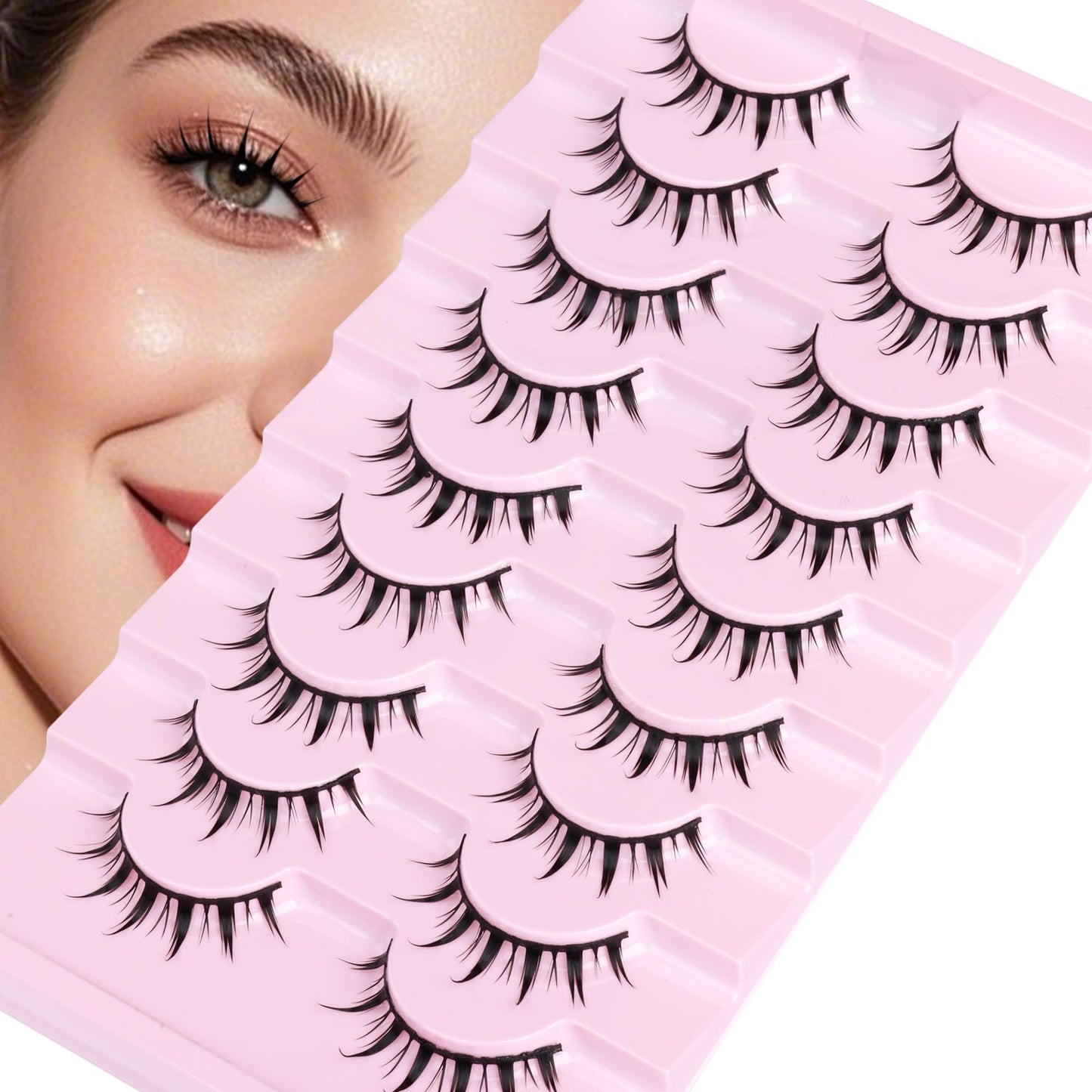 Manga Lashes Anime Lashes Spiky False Eyelashes Wispy Lashes Pack 9 Pairs Fake Lashes Spiky Eye Lashes Cosplay Natural Lashes by Lanflower