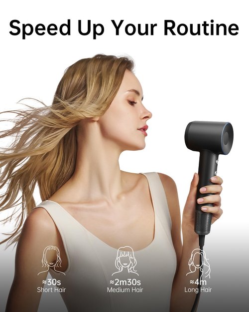 Laifen Swift Hair Dryer - High-Speed 200M Ionic Blow Dryer with 110,000 RPM Motor | Low Noise & Magnetic Nozzles