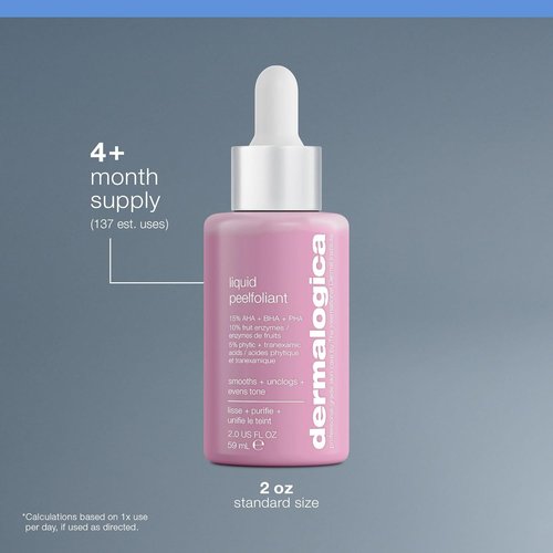 Dermalogica Liquid Peelfoliant with Glycolic Acid, Face Exfoliator Peel with AHA BHA PHA, Smooths Fine Lines and Wrinkles, Unclogs Pores, and Improve Skin Tone - 2 fl oz