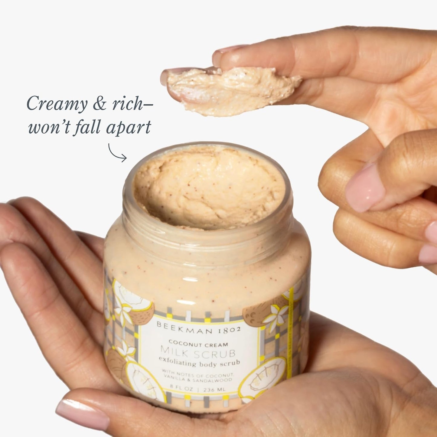 Beekman 1802 Coconut Cream Exfoliating Milk Body Scrub - Smooth Skin & Even Tone - 8 fl oz - Goat Milk & Jojoba Beads