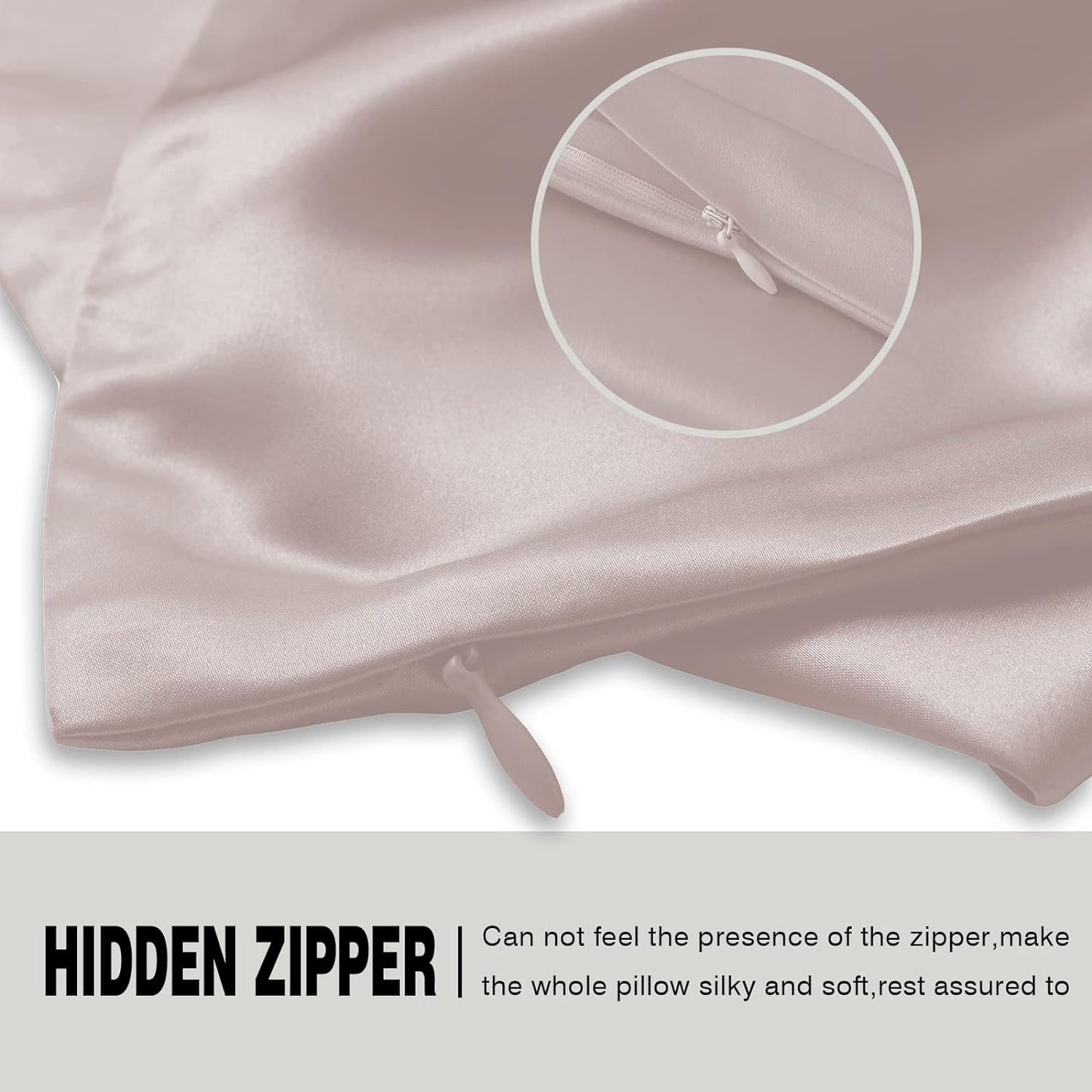 Mulberry Silk Pillowcase for Hair and Skin Standard Size 20"X 26" Pillow Case with Hidden Zipper Soft Breathable Smooth Cooling Covers for Sleeping(Apricot Gray,1Pcs)