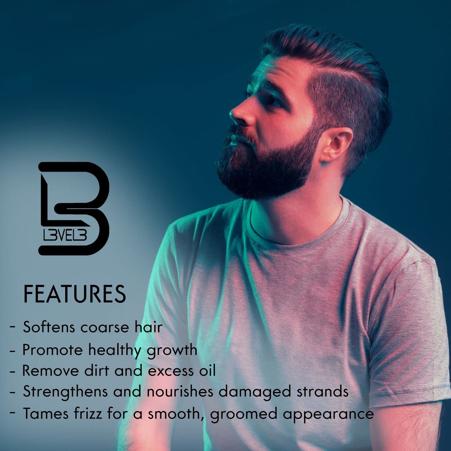 L3 Level 3 Beard Shampoo - Cleanse and Nourish your Facial Hair - Softens and Tames Frizzy Beards