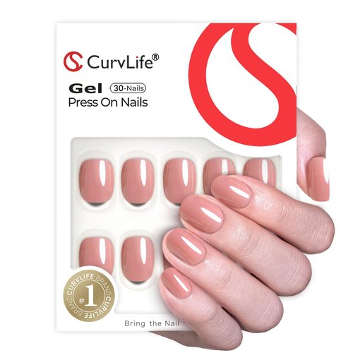 Curvlife Soft Gel Extra Short Press on Nails, 30Pcs Honey Peach Pink Oval Acrylic Fake Nails with Design Full Cover for Women Reusable Nail Kit with Nail Glue Adhesive Tabs
