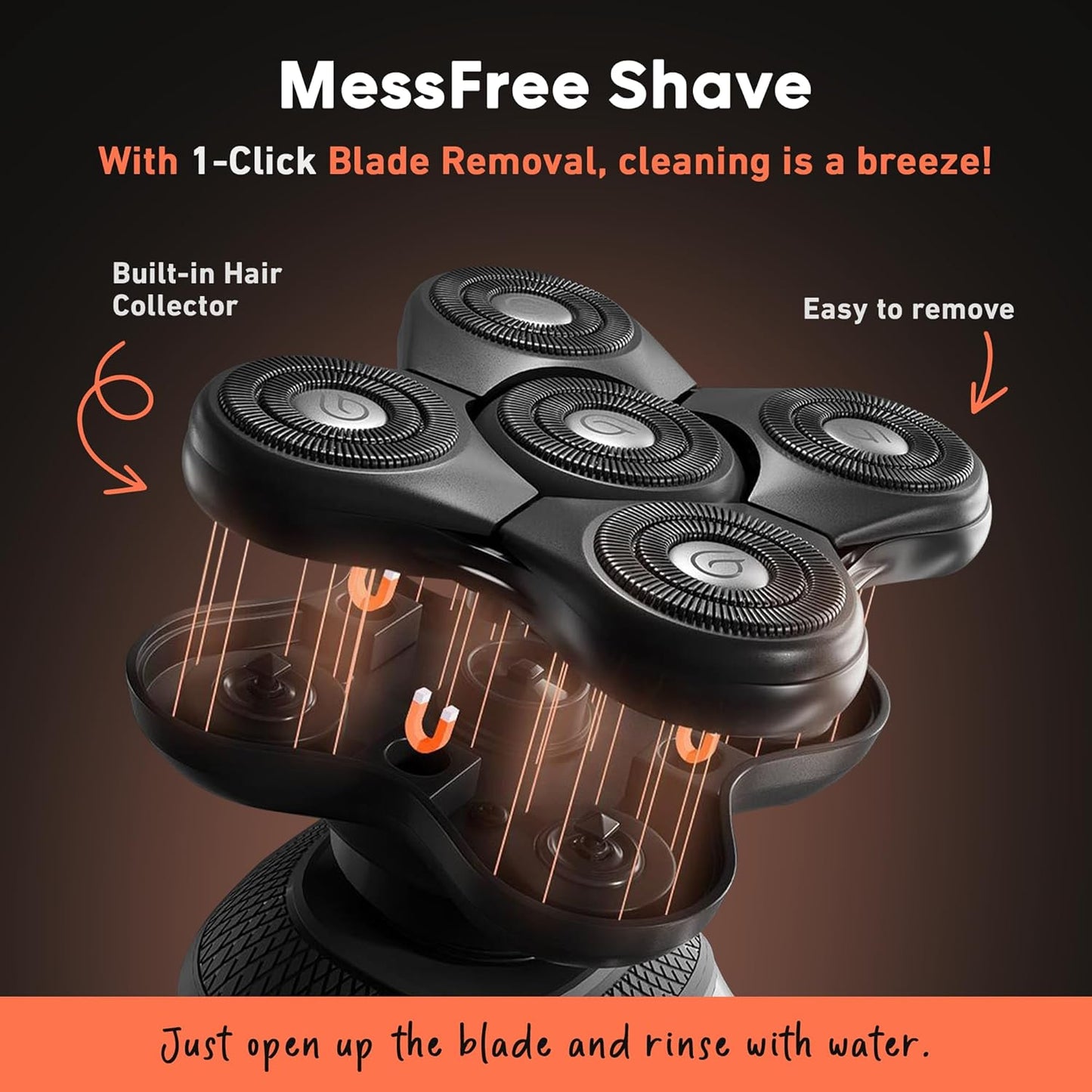 Groomie Cordless Bald Head Shaver - Ergonomic & Waterproof Grooming Kit for Men | Smooth Electric Shave