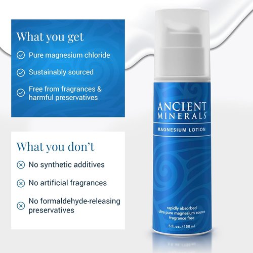 Ancient Minerals Magnesium Lotion - Hydrating Zechstein Magnesium Cream with Shea Butter & Organic Oils | 5oz