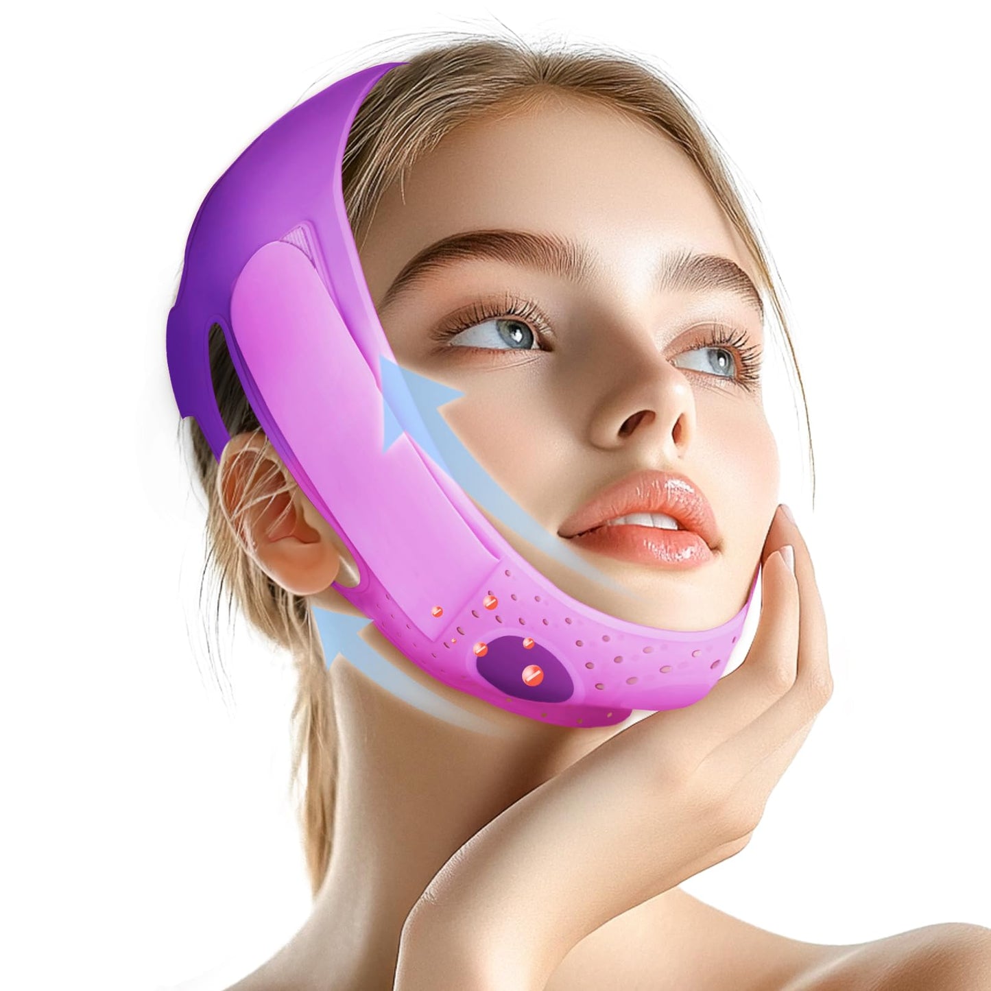 ONLUKY V-Line Face Lifting Mask, Double Chin Reducer Chin Support Strap Face Mask (Purple)