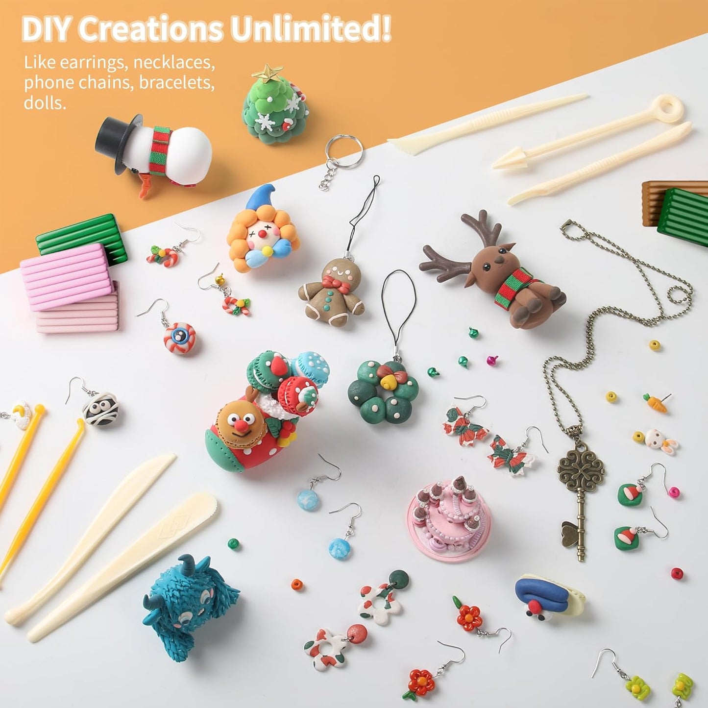 Skiennix Polymer Clay Set - 52 Vibrant Colors, Non-Sticky Oven Bake Clay with Tools | Perfect Gift for Kids & Artists
