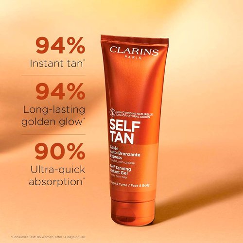 Clarins Self Tanning Tinted Gel - Natural, Streak-Free Self Tanner for Face & Body | Instant, Buildable Tan