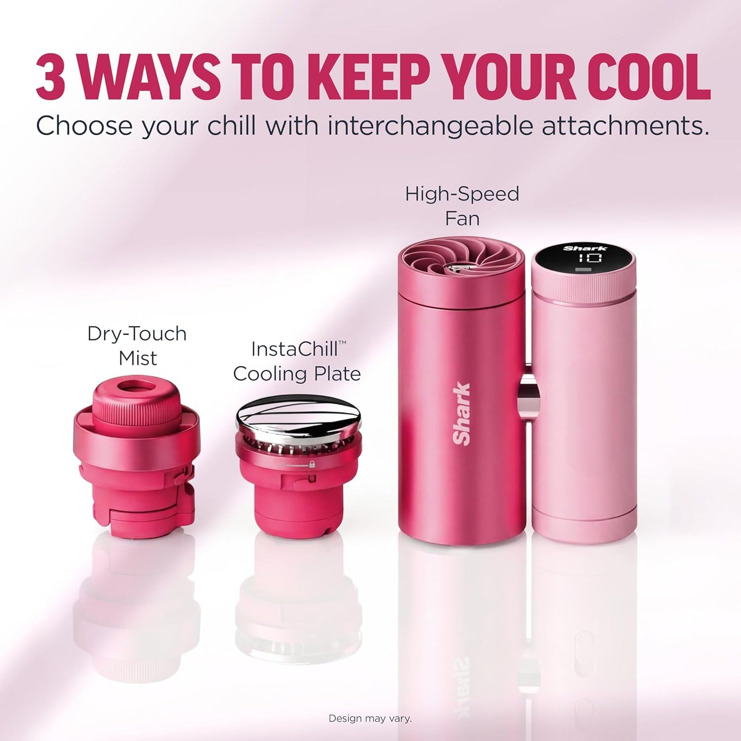 Shark ChillPill - 3-in-1 Personal Cooling System | Portable Fan, InstaChill Plate & Mist - Dragon Fruit, 10 Speeds