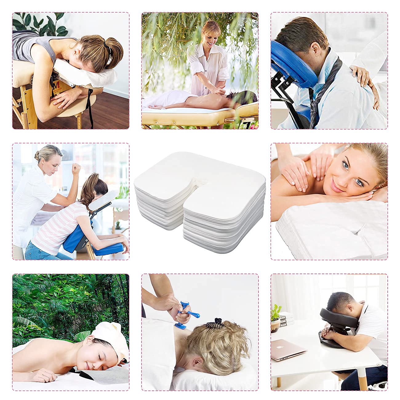 Skiennix Disposable Face Cradle Covers - Medical-Grade Cotton for Massage Tables | 500 Count, 14.17 x 10.6 Inches